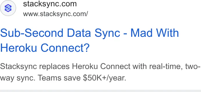 An ad Stacksync is running