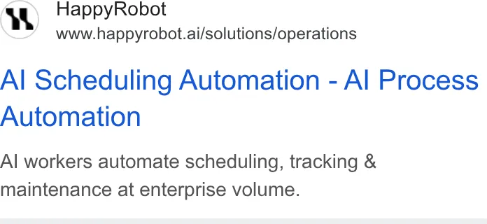An ad HappyRobot is running