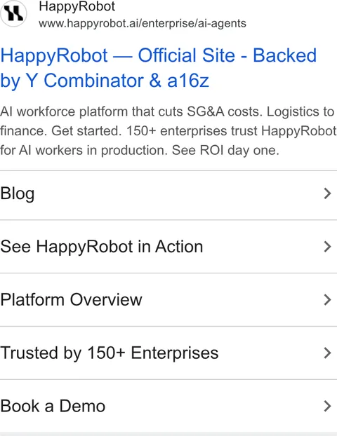 An ad HappyRobot is running