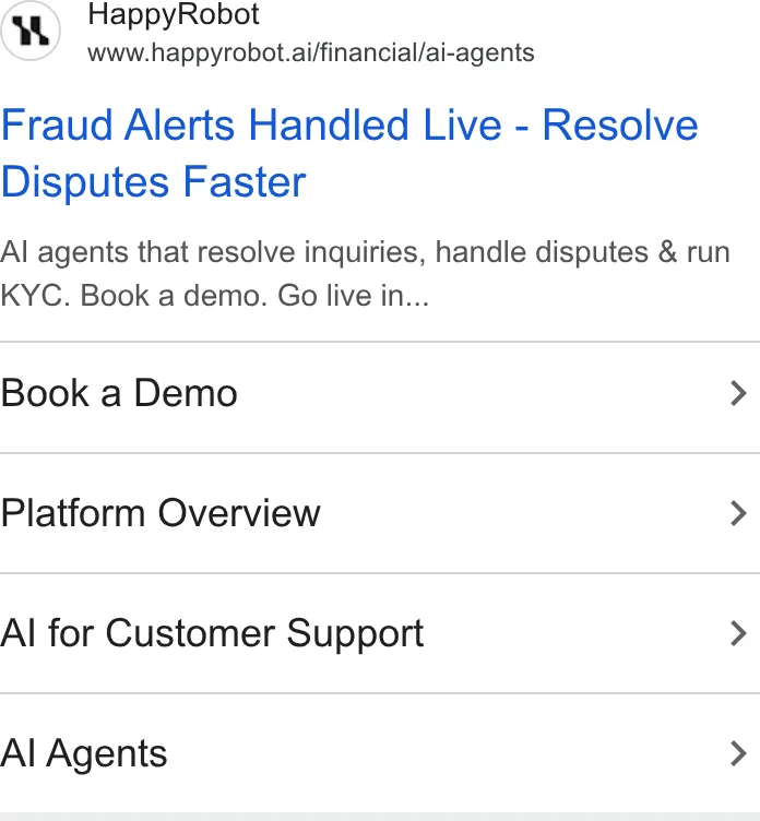 An ad HappyRobot is running