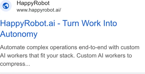 An ad HappyRobot is running