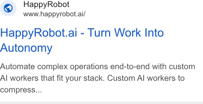 An ad HappyRobot is running