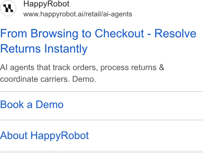 An ad HappyRobot is running