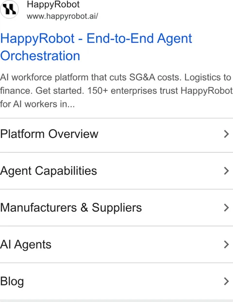An ad HappyRobot is running
