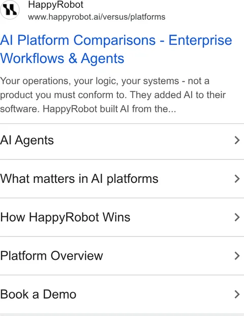 An ad HappyRobot is running