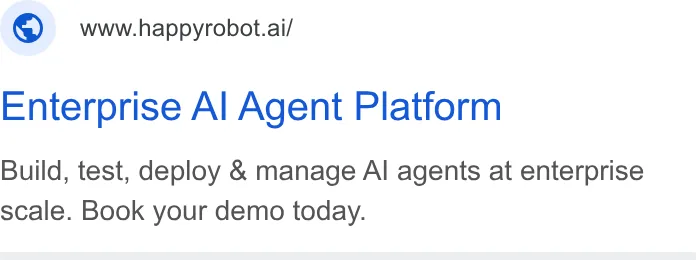 An ad HappyRobot is running
