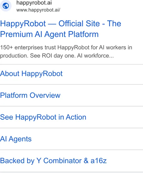 An ad HappyRobot is running