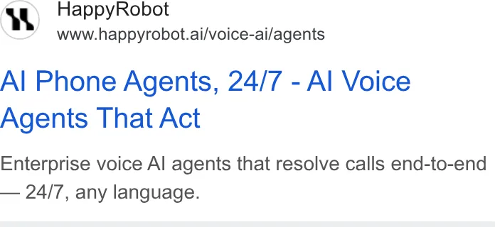 An ad HappyRobot is running
