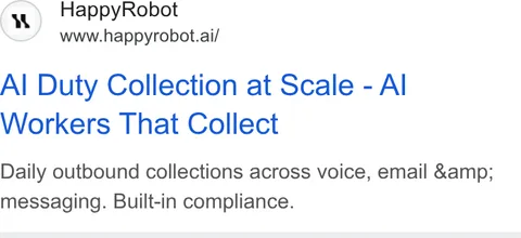An ad HappyRobot is running