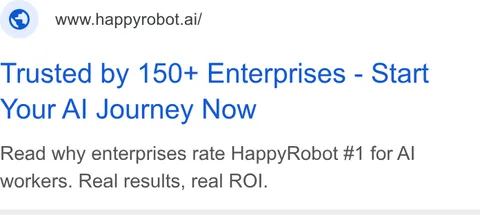 An ad HappyRobot is running