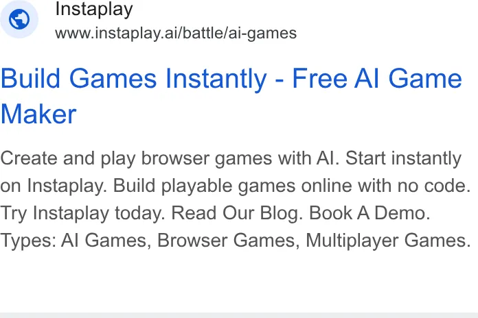 An ad Instaplay is running