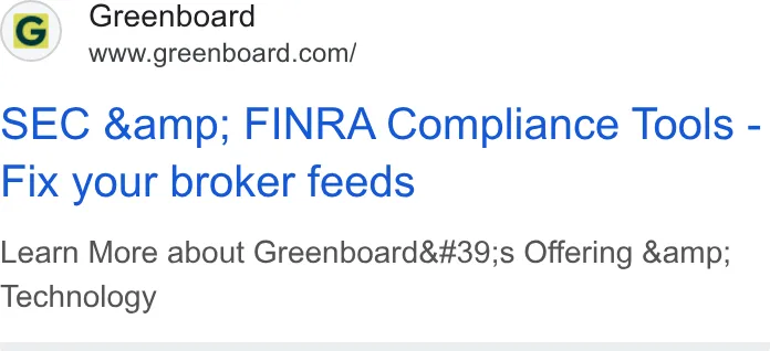 An ad Greenboard is running