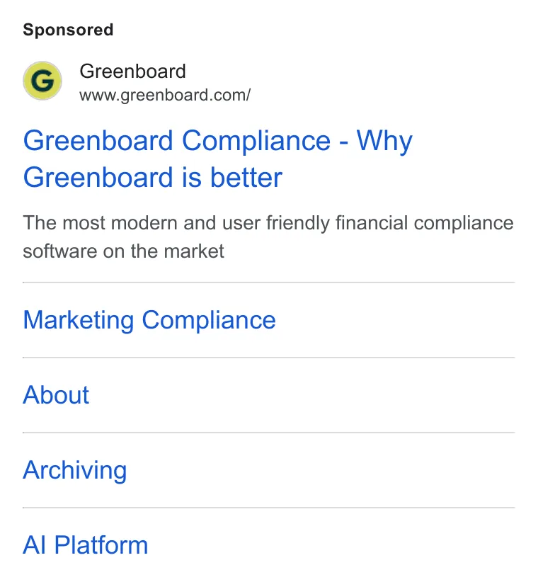 An ad Greenboard is running