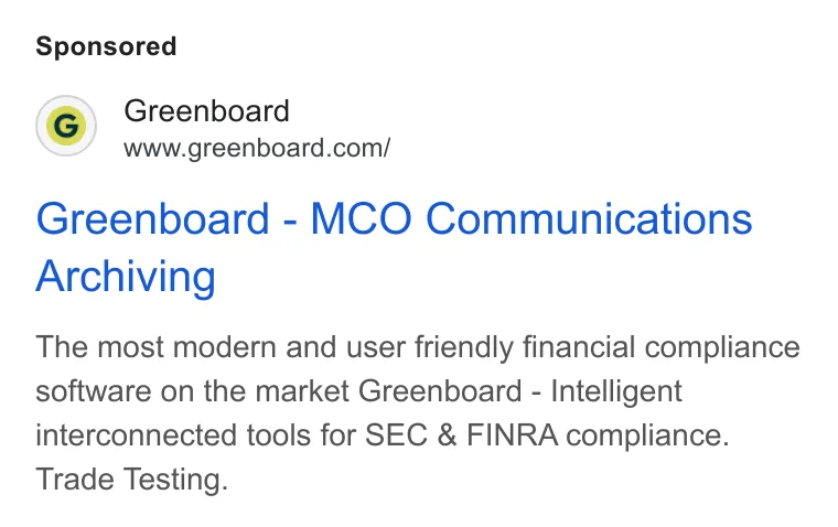An ad Greenboard is running