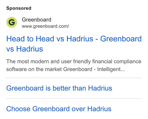 An ad Greenboard is running