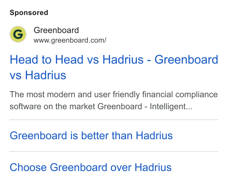 An ad Greenboard is running