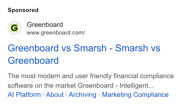 An ad Greenboard is running
