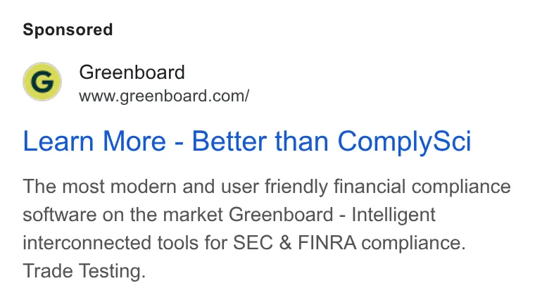 An ad Greenboard is running