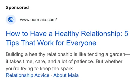 An ad Ourmaia is running