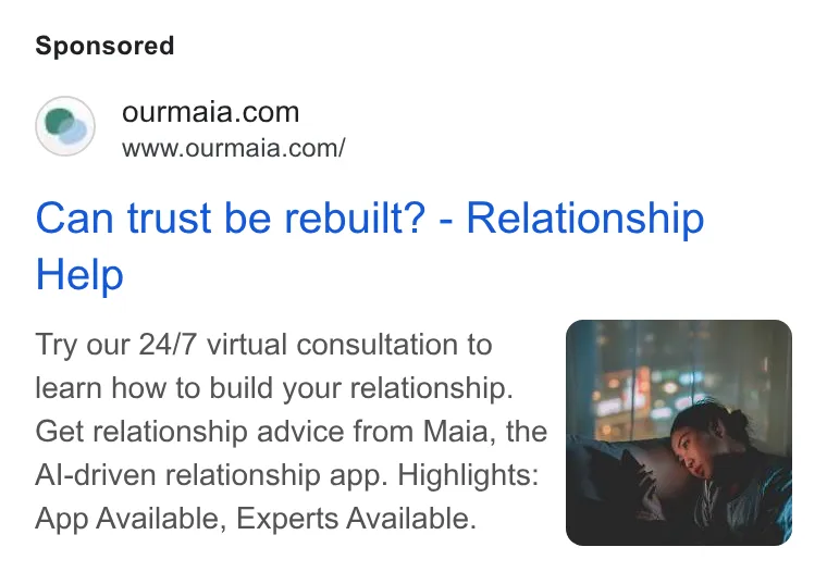 An ad Ourmaia is running