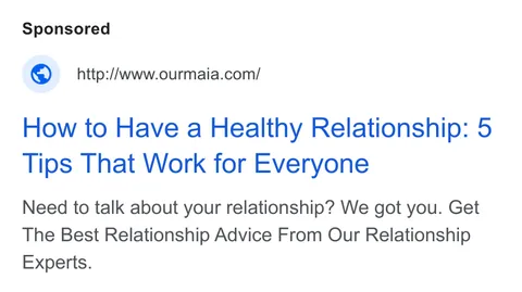 An ad Ourmaia is running