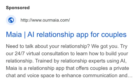 An ad Ourmaia is running