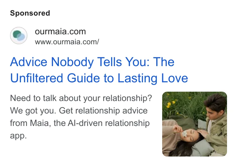 An ad Ourmaia is running