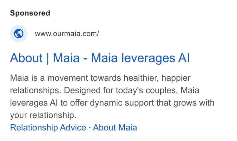 An ad Ourmaia is running