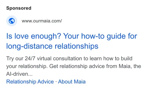 An ad Ourmaia is running