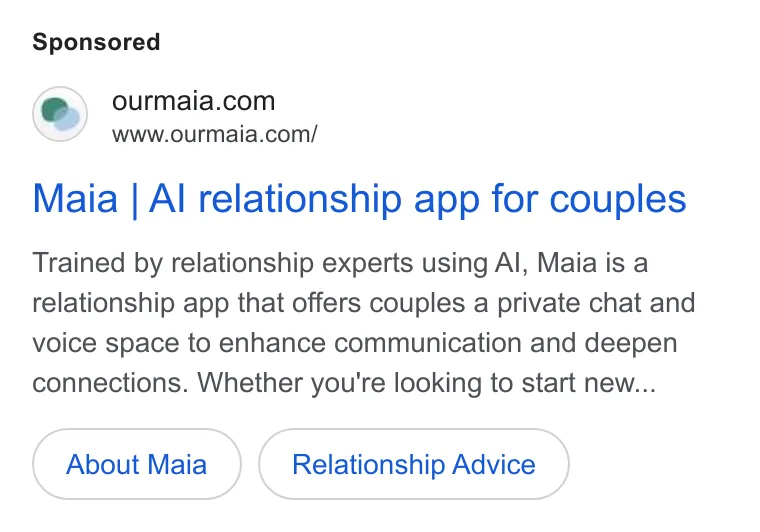 An ad Ourmaia is running