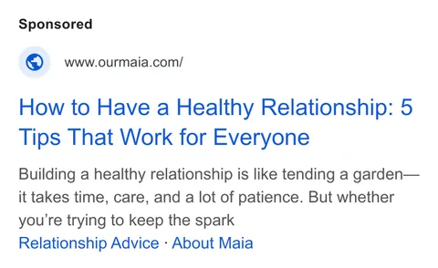 An ad Ourmaia is running