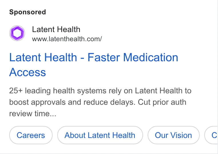An ad Latent Health is running