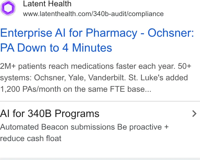 An ad Latent Health is running