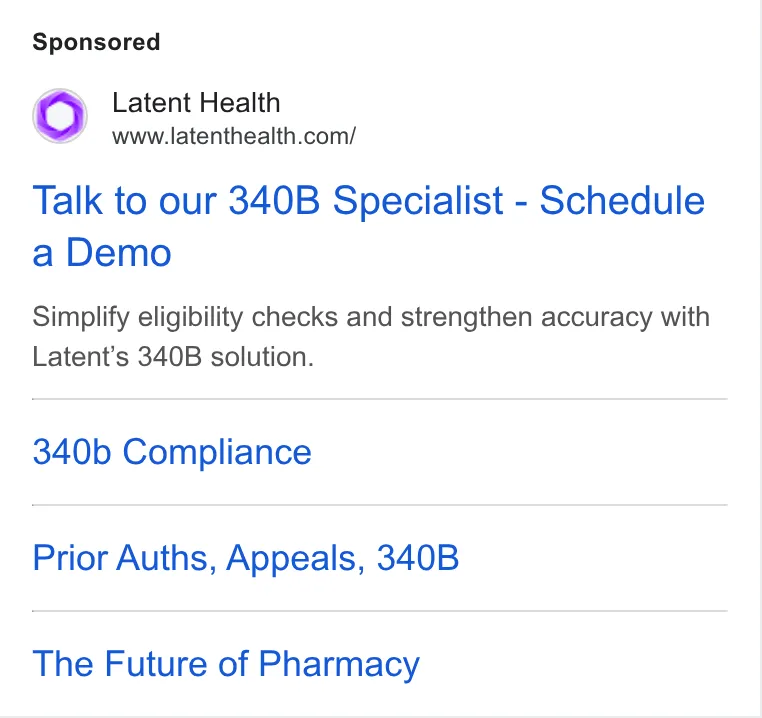 An ad Latent Health is running