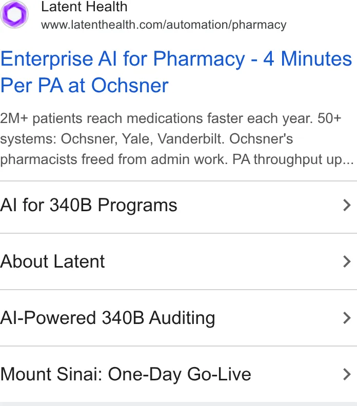 An ad Latent Health is running