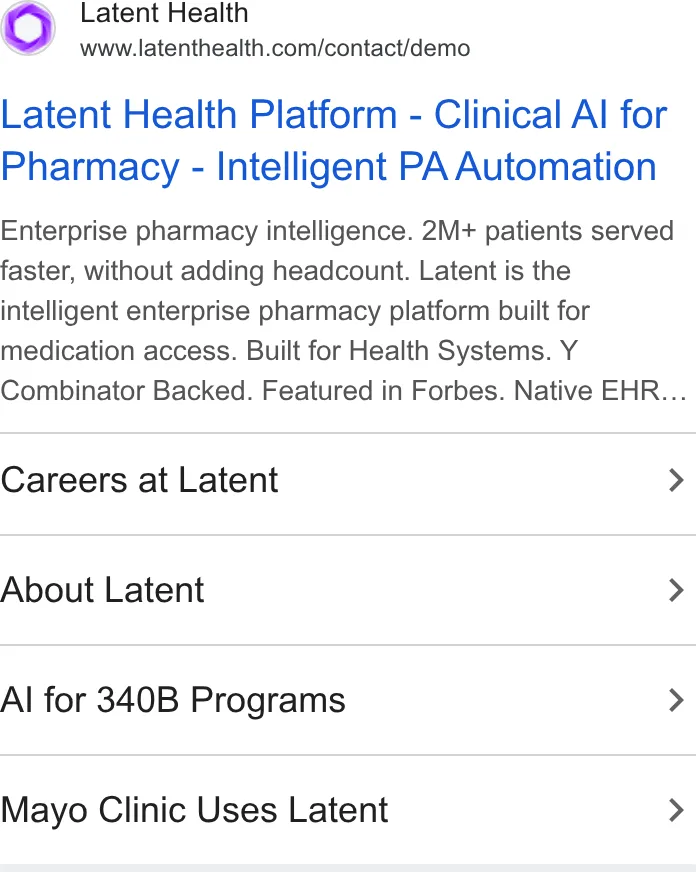 An ad Latent Health is running