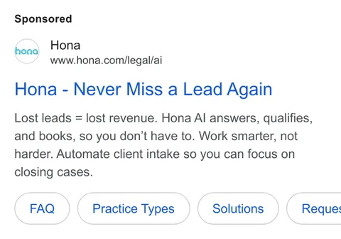 An ad Hona is running