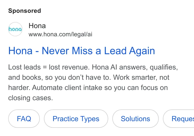 An ad Hona is running