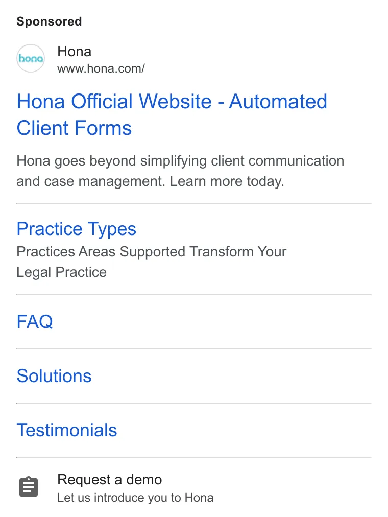 An ad Hona is running