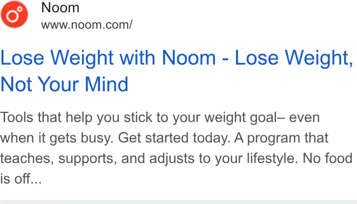 An ad Noom is running