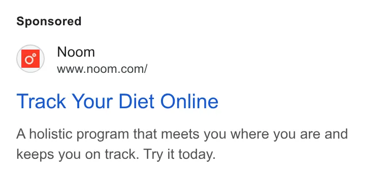 An ad Noom is running