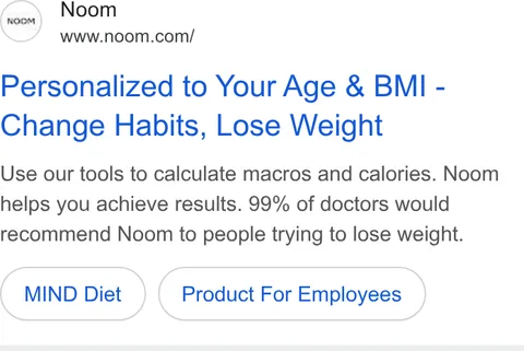An ad Noom is running