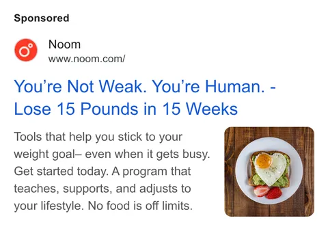 An ad Noom is running