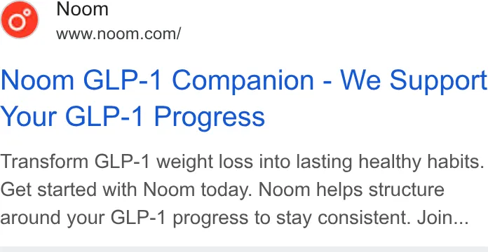 An ad Noom is running