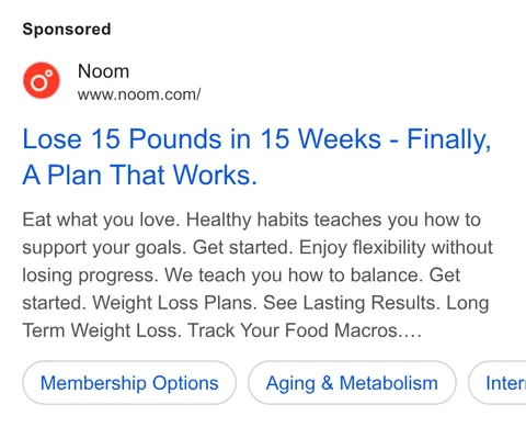 An ad Noom is running