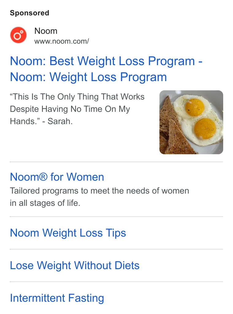 An ad Noom is running
