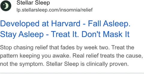 An ad Stellar Sleep is running
