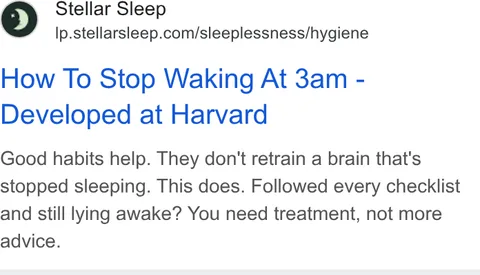 An ad Stellar Sleep is running