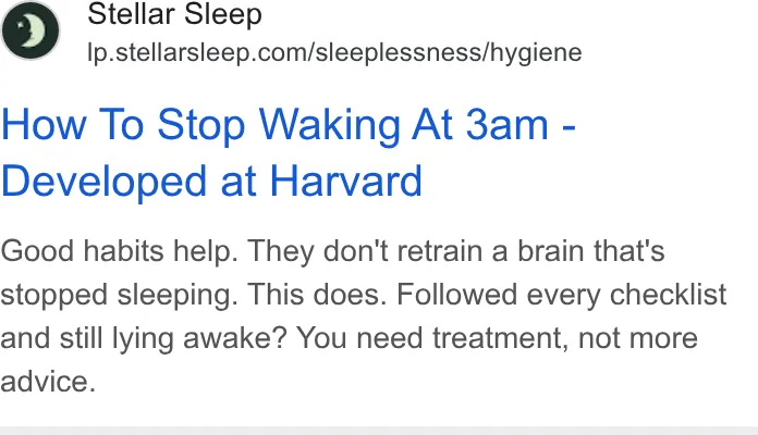 An ad Stellar Sleep is running