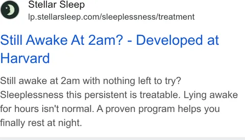 An ad Stellar Sleep is running